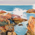 Mathias J. Alten, Rocks at Laguna Beach (detail) c 1934, Oil on Board, Gift of George H. and Barbara Gordon, 1998.595.1 on July 13, 2019
